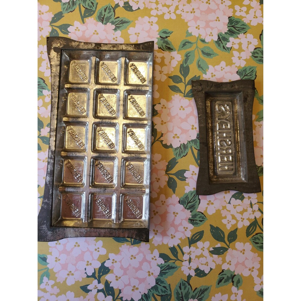 Vintage Hershey’s Chocolate Bar Molds – Set of 2 Antique Metal Candy Tins